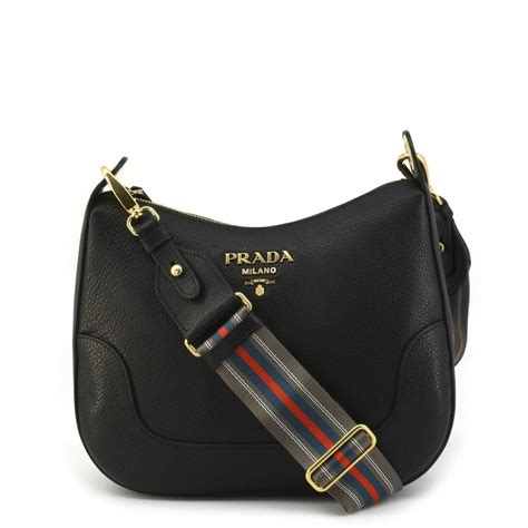 prada black vitello phenix leather web stripe strap crossbody 1bc166|Prada 1BC166 Black Vitello Phenix Leather Web Stripe Strap .